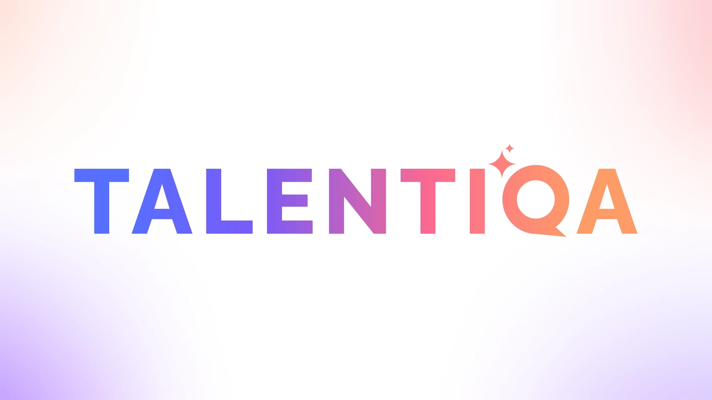 Talentiqa wordmark in a blue-to-orange gradient, with a sparkle above the Q.
